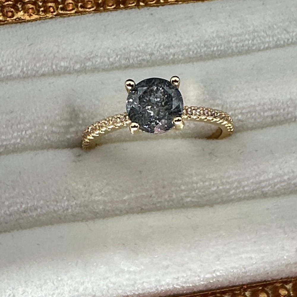 Mineral Gray Stardust Stone Zirconia Details Gold Tone Women's Sizes NWOT